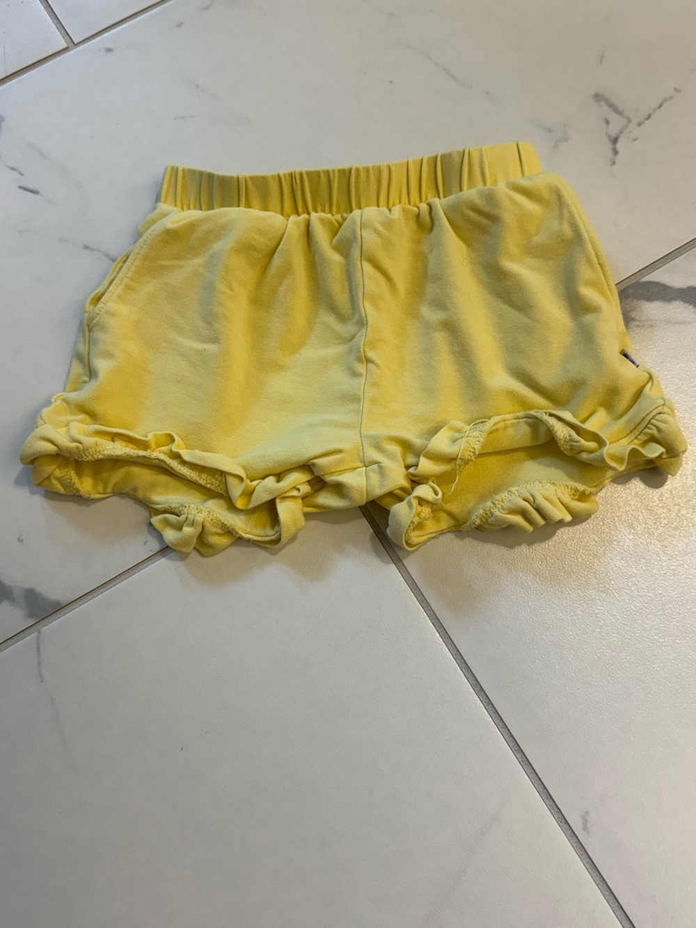 Little Sleepies Yellow Ruffle Hem Kids Shorts